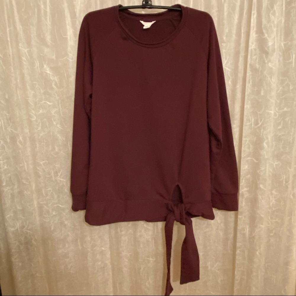 CASLON Burgundy lightweight hip-tie sweatshirt size S